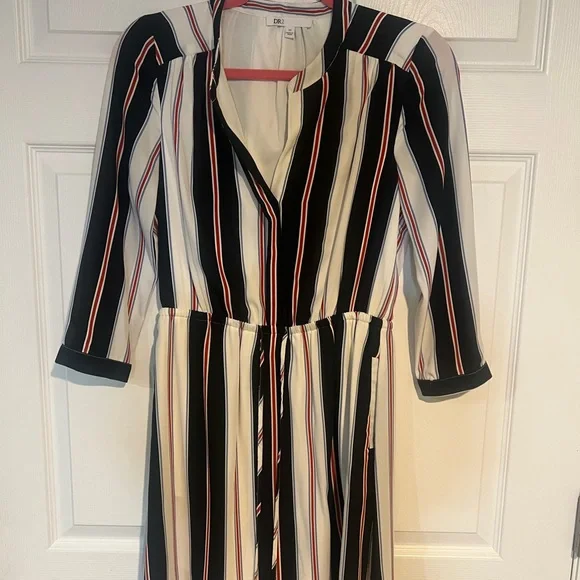 DR2 Black and White Striped Mini Dress - Picture 2 of 4
